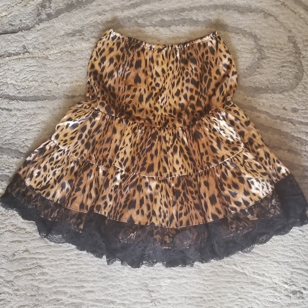 SATIN TULLE LEOPARD PRINT MIDI SKIRT / MINI DRESS